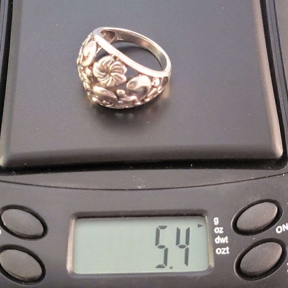 Sterling Open Flourish Flower Openwork Ring - Picture 3 of 9